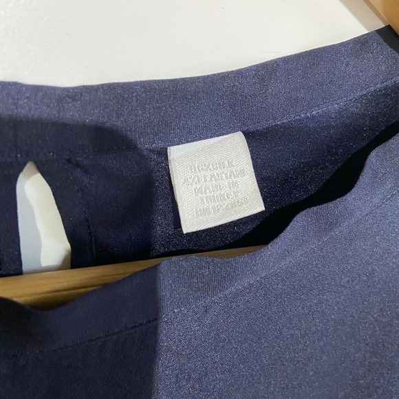 Sibel Saral Round Neck Pocket Front Blouse sz M Navy Blue Long Sleeve Solid - Picture 2 of 6